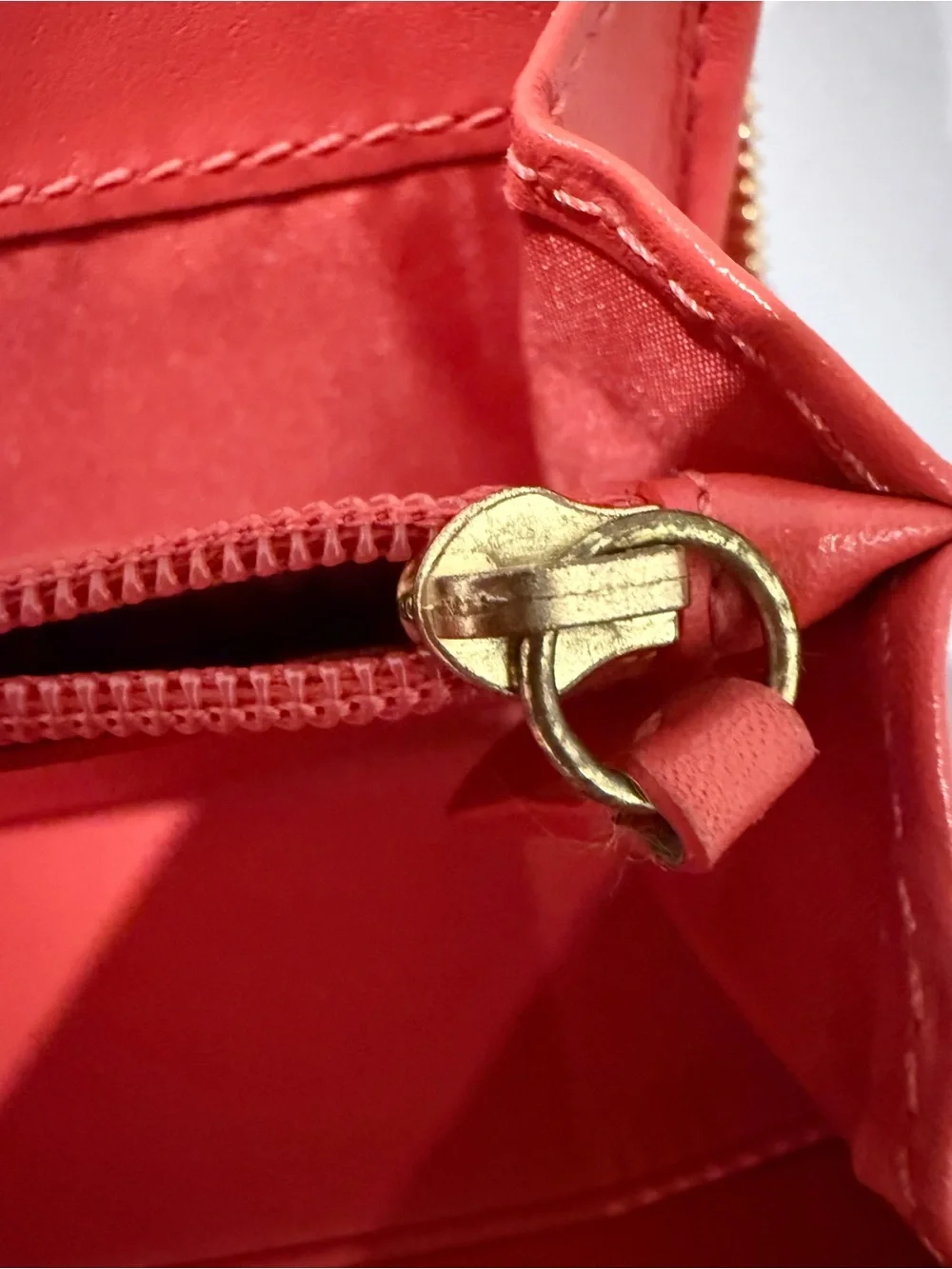 Coach Red Zip-Around Leather Wallet with Gold Hardware